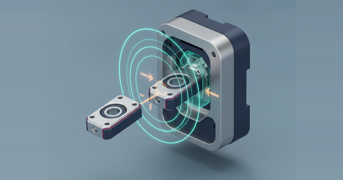 AI concept illustration: Mounting lug aligned with a housing interface