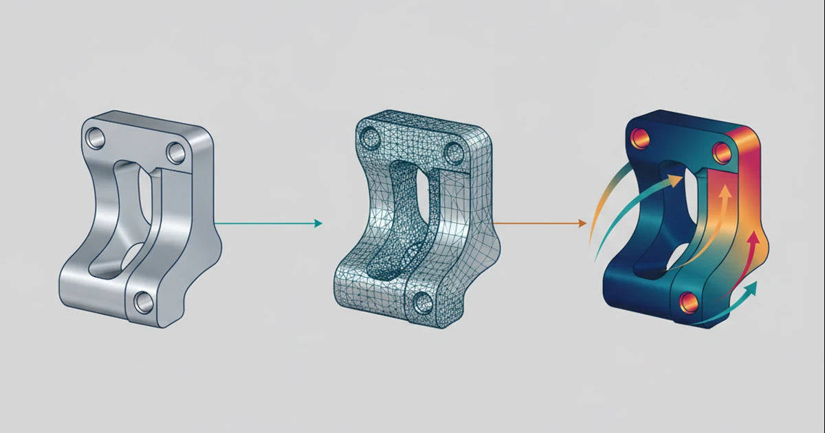 AI concept illustration: Bracket definition, downstream mesh and conceptual analysis view