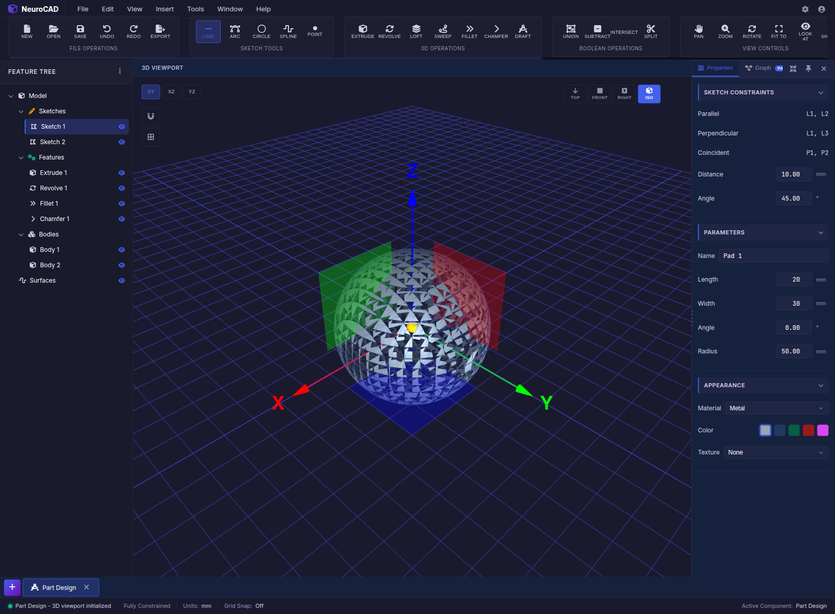 NeuroCAD — Real kernel geometry